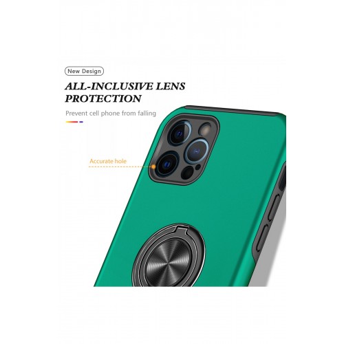 Newface iPhone 12 Pro Max Kılıf Elit Yüzüklü Kapak - Yeşil Newface iPhone 12 Pro Max Kılıf Elit Yüzüklü Kapak - Yeşil