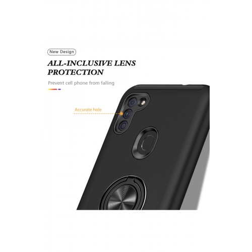 Newface Samsung Galaxy M11 Kılıf Elit Yüzüklü Kapak - Siyah Newface Samsung Galaxy M11 Kılıf Elit Yüzüklü Kapak - Siyah
