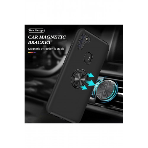 Newface Samsung Galaxy M11 Kılıf Elit Yüzüklü Kapak - Siyah Newface Samsung Galaxy M11 Kılıf Elit Yüzüklü Kapak - Siyah