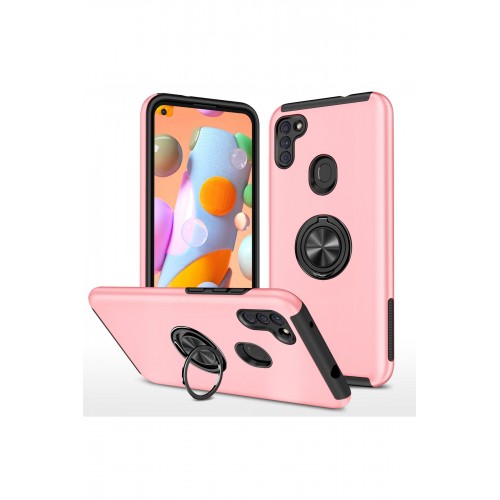 Newface Samsung Galaxy M11 Kılıf Elit Yüzüklü Kapak - Pembe Newface Samsung Galaxy M11 Kılıf Elit Yüzüklü Kapak - Pembe
