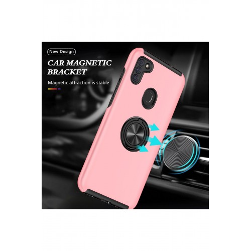Newface Samsung Galaxy M11 Kılıf Elit Yüzüklü Kapak - Pembe Newface Samsung Galaxy M11 Kılıf Elit Yüzüklü Kapak - Pembe