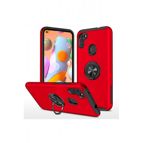 Newface Samsung Galaxy M11 Kılıf Elit Yüzüklü Kapak - Kırmızı Newface Samsung Galaxy M11 Kılıf Elit Yüzüklü Kapak - Kırmızı
