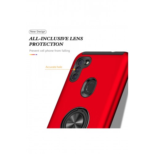 Newface Samsung Galaxy M11 Kılıf Elit Yüzüklü Kapak - Kırmızı Newface Samsung Galaxy M11 Kılıf Elit Yüzüklü Kapak - Kırmızı