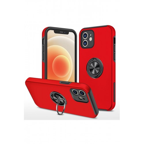 Newface iPhone 12 Kılıf Elit Yüzüklü Kapak - Kırmızı Newface iPhone 12 Kılıf Elit Yüzüklü Kapak - Kırmızı