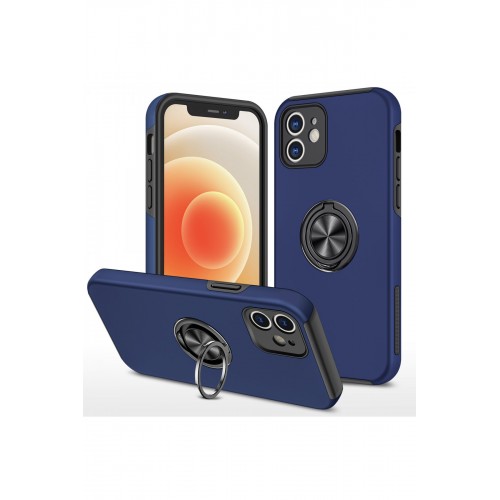 Newface iPhone 12 Kılıf Elit Yüzüklü Kapak - Lacivert Newface iPhone 12 Kılıf Elit Yüzüklü Kapak - Lacivert