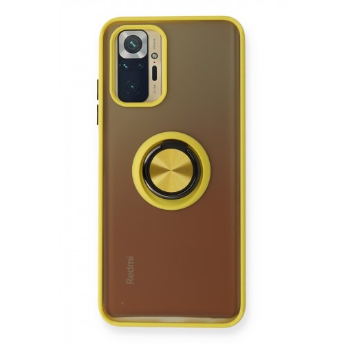 Newface Xiaomi Redmi Note 10S Kılıf Montreal Yüzüklü Silikon Kapak - Sarı Newface Xiaomi Redmi Note 10S Kılıf Montreal Yüzüklü Silikon Kapak - Sarı