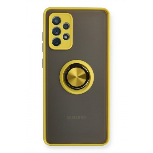 Newface Samsung Galaxy A52 Kılıf Montreal Yüzüklü Silikon Kapak - Sarı Newface Samsung Galaxy A52 Kılıf Montreal Yüzüklü Silikon Kapak - Sarı