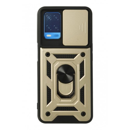 Newface Oppo A54 4G Kılıf Pars Lens Yüzüklü Silikon - Gold Newface Oppo A54 4G Kılıf Pars Lens Yüzüklü Silikon - Gold