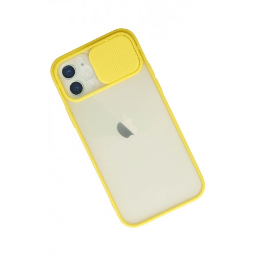 Newface iPhone 12 Kılıf Palm Buzlu Kamera Sürgülü Silikon - Sarı Newface iPhone 12 Kılıf Palm Buzlu Kamera Sürgülü Silikon - Sarı