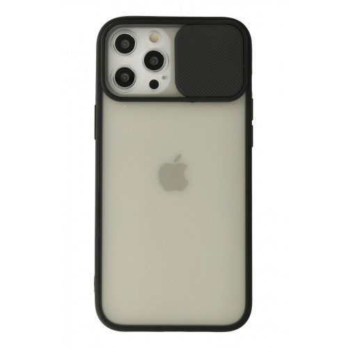 Newface iPhone 12 Pro Max Kılıf Palm Buzlu Kamera Sürgülü Silikon - Siyah Newface iPhone 12 Pro Max Kılıf Palm Buzlu Kamera Sürgülü Silikon - Siyah