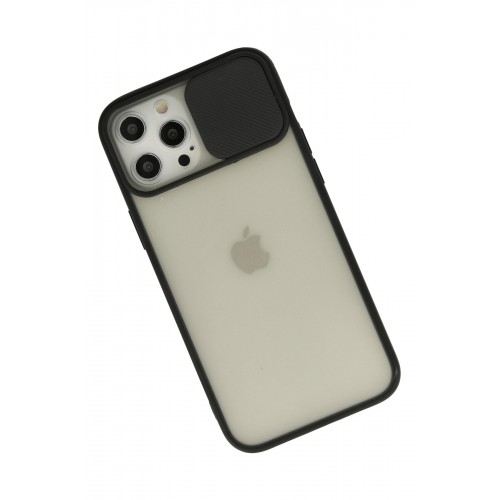 Newface iPhone 12 Pro Max Kılıf Palm Buzlu Kamera Sürgülü Silikon - Siyah Newface iPhone 12 Pro Max Kılıf Palm Buzlu Kamera Sürgülü Silikon - Siyah
