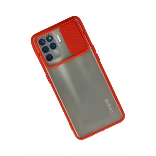 Newface Oppo Reno 5 Lite Kılıf Palm Buzlu Kamera Sürgülü Silikon - Kırmızı Newface Oppo Reno 5 Lite Kılıf Palm Buzlu Kamera Sürgülü Silikon - Kırmızı