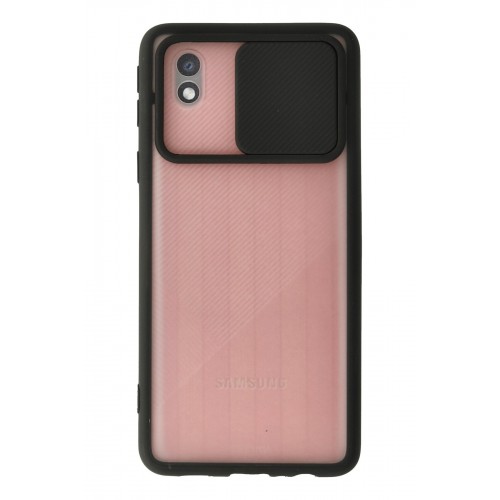 Newface Samsung Galaxy A01 Core Kılıf Palm Buzlu Kamera Sürgülü Silikon - Siyah Newface Samsung Galaxy A01 Core Kılıf Palm Buzlu Kamera Sürgülü Silikon - Siyah