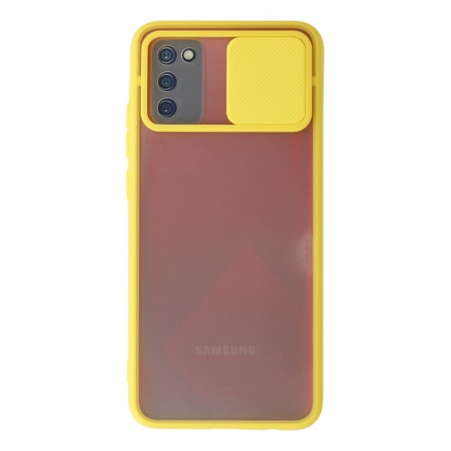 Newface Samsung Galaxy A02S Kılıf Palm Buzlu Kamera Sürgülü Silikon - Sarı Newface Samsung Galaxy A02S Kılıf Palm Buzlu Kamera Sürgülü Silikon - Sarı