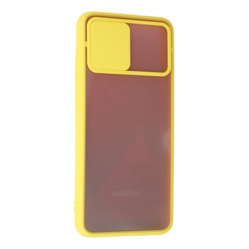 Newface Samsung Galaxy A02S Kılıf Palm Buzlu Kamera Sürgülü Silikon - Sarı Newface Samsung Galaxy A02S Kılıf Palm Buzlu Kamera Sürgülü Silikon - Sarı