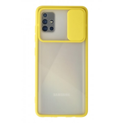 Newface Samsung Galaxy A51 Kılıf Palm Buzlu Kamera Sürgülü Silikon - Sarı Newface Samsung Galaxy A51 Kılıf Palm Buzlu Kamera Sürgülü Silikon - Sarı