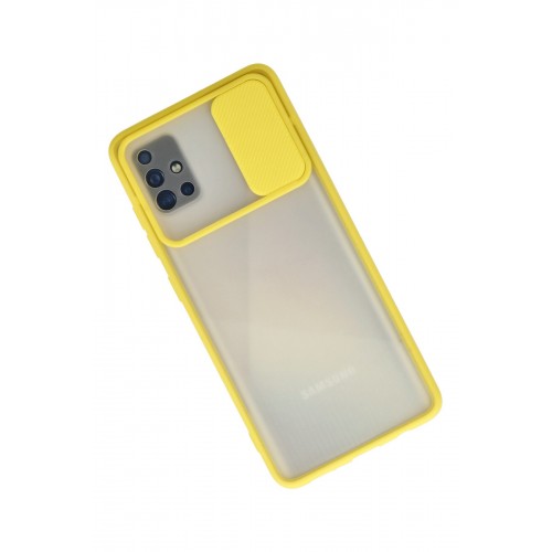 Newface Samsung Galaxy A51 Kılıf Palm Buzlu Kamera Sürgülü Silikon - Sarı Newface Samsung Galaxy A51 Kılıf Palm Buzlu Kamera Sürgülü Silikon - Sarı
