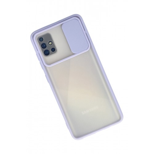 Newface Samsung Galaxy A71 Kılıf Palm Buzlu Kamera Sürgülü Silikon - Lila Newface Samsung Galaxy A71 Kılıf Palm Buzlu Kamera Sürgülü Silikon - Lila