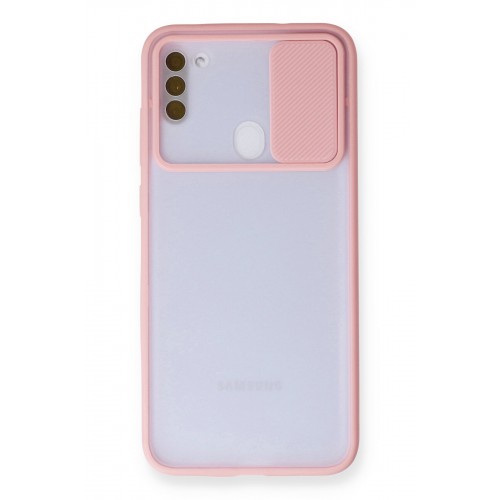 Newface Samsung Galaxy M11 Kılıf Palm Buzlu Kamera Sürgülü Silikon - Pembe Newface Samsung Galaxy M11 Kılıf Palm Buzlu Kamera Sürgülü Silikon - Pembe