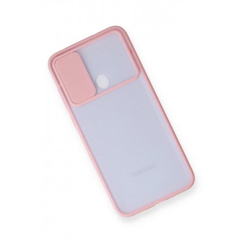 Newface Samsung Galaxy M11 Kılıf Palm Buzlu Kamera Sürgülü Silikon - Pembe Newface Samsung Galaxy M11 Kılıf Palm Buzlu Kamera Sürgülü Silikon - Pembe