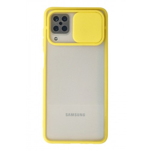 Newface Samsung Galaxy A12 Kılıf Palm Buzlu Kamera Sürgülü Silikon - Sarı Newface Samsung Galaxy A12 Kılıf Palm Buzlu Kamera Sürgülü Silikon - Sarı