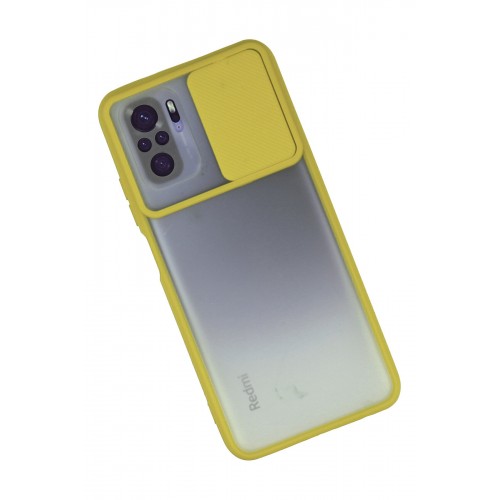 Newface Xiaomi Redmi Note 10 Kılıf Palm Buzlu Kamera Sürgülü Silikon - Sarı Newface Xiaomi Redmi Note 10 Kılıf Palm Buzlu Kamera Sürgülü Silikon - Sarı