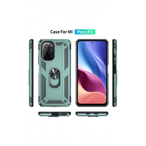 Newface Xiaomi Poco F3 Kılıf Sofya Yüzüklü Silikon Kapak - Yeşil Newface Xiaomi Poco F3 Kılıf Sofya Yüzüklü Silikon Kapak - Yeşil