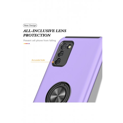 Newface Samsung Galaxy A02S Kılıf Elit Yüzüklü Kapak - Mor Newface Samsung Galaxy A02S Kılıf Elit Yüzüklü Kapak - Mor