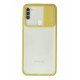 Newface Samsung Galaxy M11 Kılıf Palm Buzlu Kamera Sürgülü Silikon - Sarı Newface Samsung Galaxy M11 Kılıf Palm Buzlu Kamera Sürgülü Silikon - Sarı