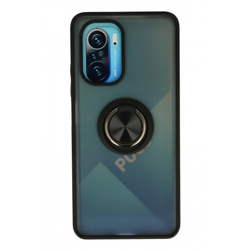 Newface Xiaomi Poco F3 Kılıf Montreal Yüzüklü Silikon Kapak - Siyah