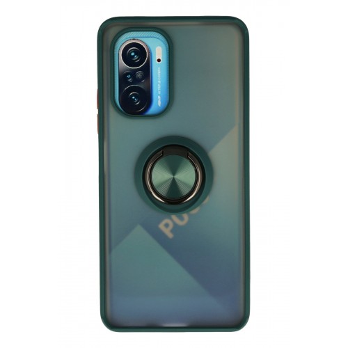 Newface Xiaomi Poco F3 Kılıf Montreal Yüzüklü Silikon Kapak - Yeşil