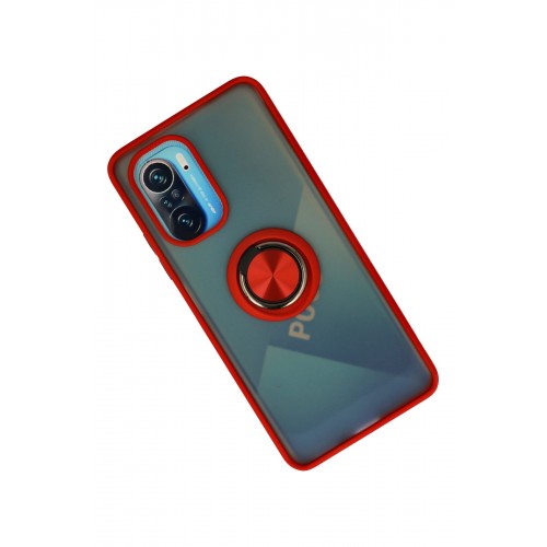 Newface Xiaomi Poco F3 Kılıf Montreal Yüzüklü Silikon Kapak - Kırmızı Newface Xiaomi Poco F3 Kılıf Montreal Yüzüklü Silikon Kapak - Kırmızı