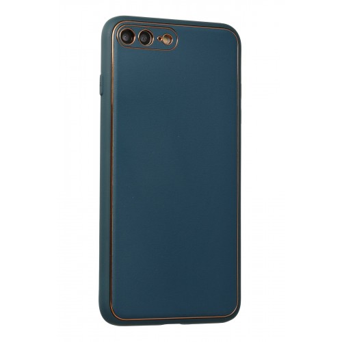 Newface iPhone 8 Plus Kılıf Coco Deri Silikon Kapak - Mavi Newface iPhone 8 Plus Kılıf Coco Deri Silikon Kapak - Mavi