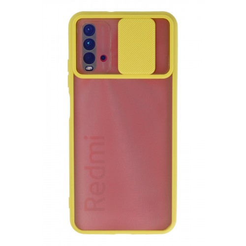 Newface Xiaomi Redmi Note 9 4G Kılıf Palm Buzlu Kamera Sürgülü Silikon - Sarı Newface Xiaomi Redmi Note 9 4G Kılıf Palm Buzlu Kamera Sürgülü Silikon - Sarı
