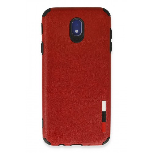 Newface Samsung Galaxy J7 Pro / J730 Kılıf Loop Deri Silikon - Kırmızı