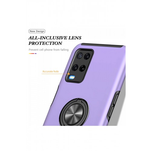 Newface Oppo A54 4G Kılıf Elit Yüzüklü Kapak - Mor Newface Oppo A54 4G Kılıf Elit Yüzüklü Kapak - Mor
