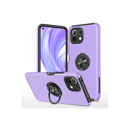 Newface Xiaomi Mİ 11 Lite Kılıf Elit Yüzüklü Kapak - Mor Newface Xiaomi Mİ 11 Lite Kılıf Elit Yüzüklü Kapak - Mor