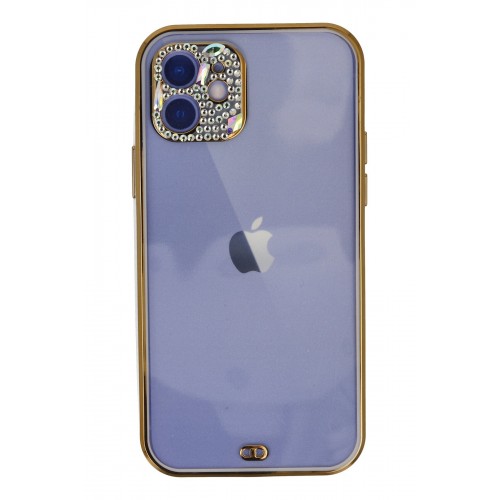 Newface iPhone 12 Kılıf Liva Taşlı Silikon - Mor Newface iPhone 12 Kılıf Liva Taşlı Silikon - Mor