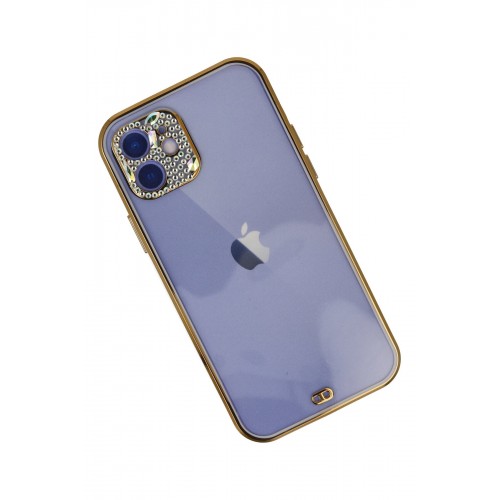 Newface iPhone 12 Kılıf Liva Taşlı Silikon - Mor Newface iPhone 12 Kılıf Liva Taşlı Silikon - Mor