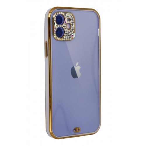 Newface iPhone 12 Kılıf Liva Taşlı Silikon - Mor Newface iPhone 12 Kılıf Liva Taşlı Silikon - Mor