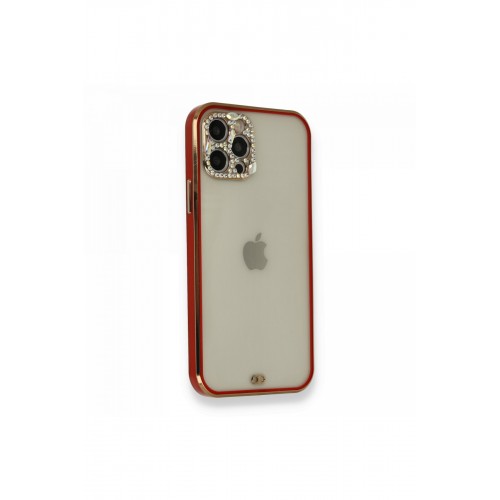 Newface iPhone 12 Pro Kılıf Liva Taşlı Silikon - Kırmızı Newface iPhone 12 Pro Kılıf Liva Taşlı Silikon - Kırmızı