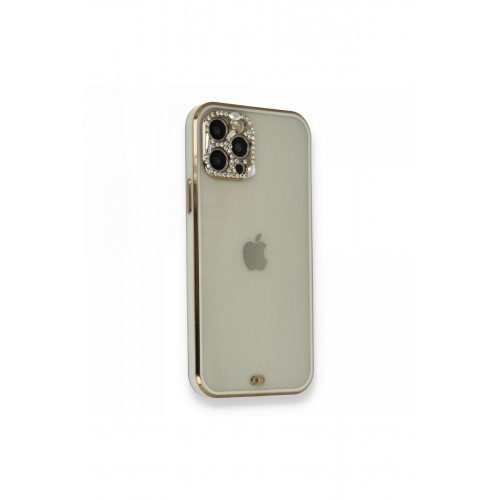 Newface iPhone 12 Pro Kılıf Liva Taşlı Silikon - Beyaz Newface iPhone 12 Pro Kılıf Liva Taşlı Silikon - Beyaz