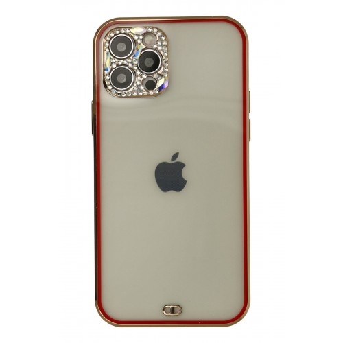 Newface iPhone 12 Pro Max Kılıf Liva Taşlı Silikon - Kırmızı Newface iPhone 12 Pro Max Kılıf Liva Taşlı Silikon - Kırmızı