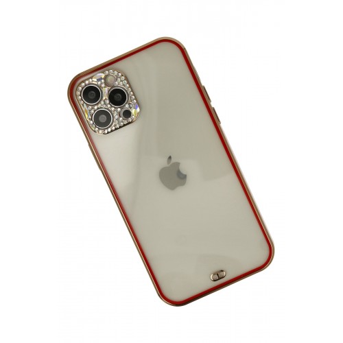 Newface iPhone 12 Pro Max Kılıf Liva Taşlı Silikon - Kırmızı Newface iPhone 12 Pro Max Kılıf Liva Taşlı Silikon - Kırmızı