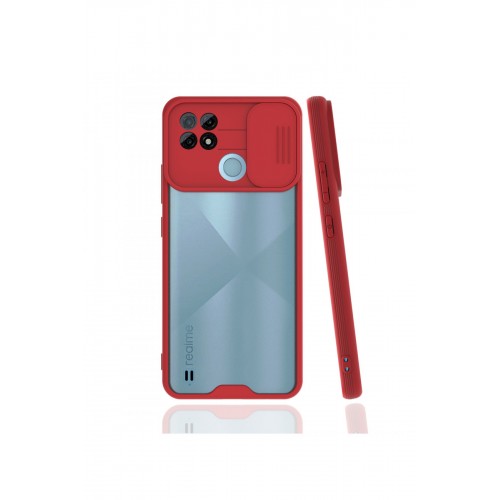 Newface Realme C21 Kılıf Platin Kamera Koruma Silikon - Kırmızı Newface Realme C21 Kılıf Platin Kamera Koruma Silikon - Kırmızı