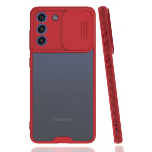 Newface Samsung Galaxy S21 FE Kılıf Platin Kamera Koruma Silikon - Kırmızı Newface Samsung Galaxy S21 FE Kılıf Platin Kamera Koruma Silikon - Kırmızı