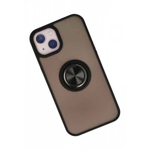 Newface iPhone 13 Kılıf Montreal Yüzüklü Silikon Kapak - Siyah Newface iPhone 13 Kılıf Montreal Yüzüklü Silikon Kapak - Siyah