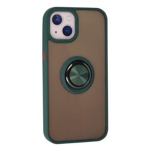 Newface iPhone 13 Kılıf Montreal Yüzüklü Silikon Kapak - Yeşil Newface iPhone 13 Kılıf Montreal Yüzüklü Silikon Kapak - Yeşil