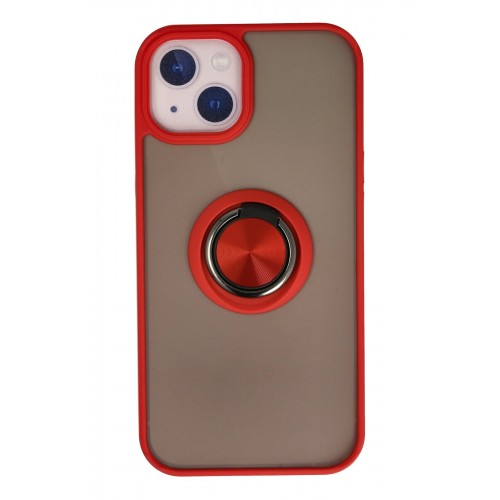 Newface iPhone 13 Kılıf Montreal Yüzüklü Silikon Kapak - Kırmızı Newface iPhone 13 Kılıf Montreal Yüzüklü Silikon Kapak - Kırmızı
