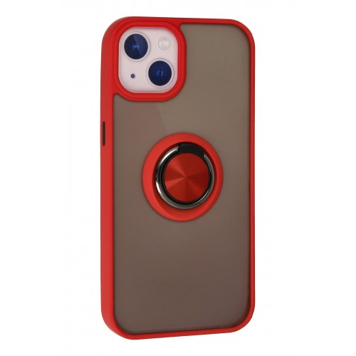 Newface iPhone 13 Kılıf Montreal Yüzüklü Silikon Kapak - Kırmızı Newface iPhone 13 Kılıf Montreal Yüzüklü Silikon Kapak - Kırmızı